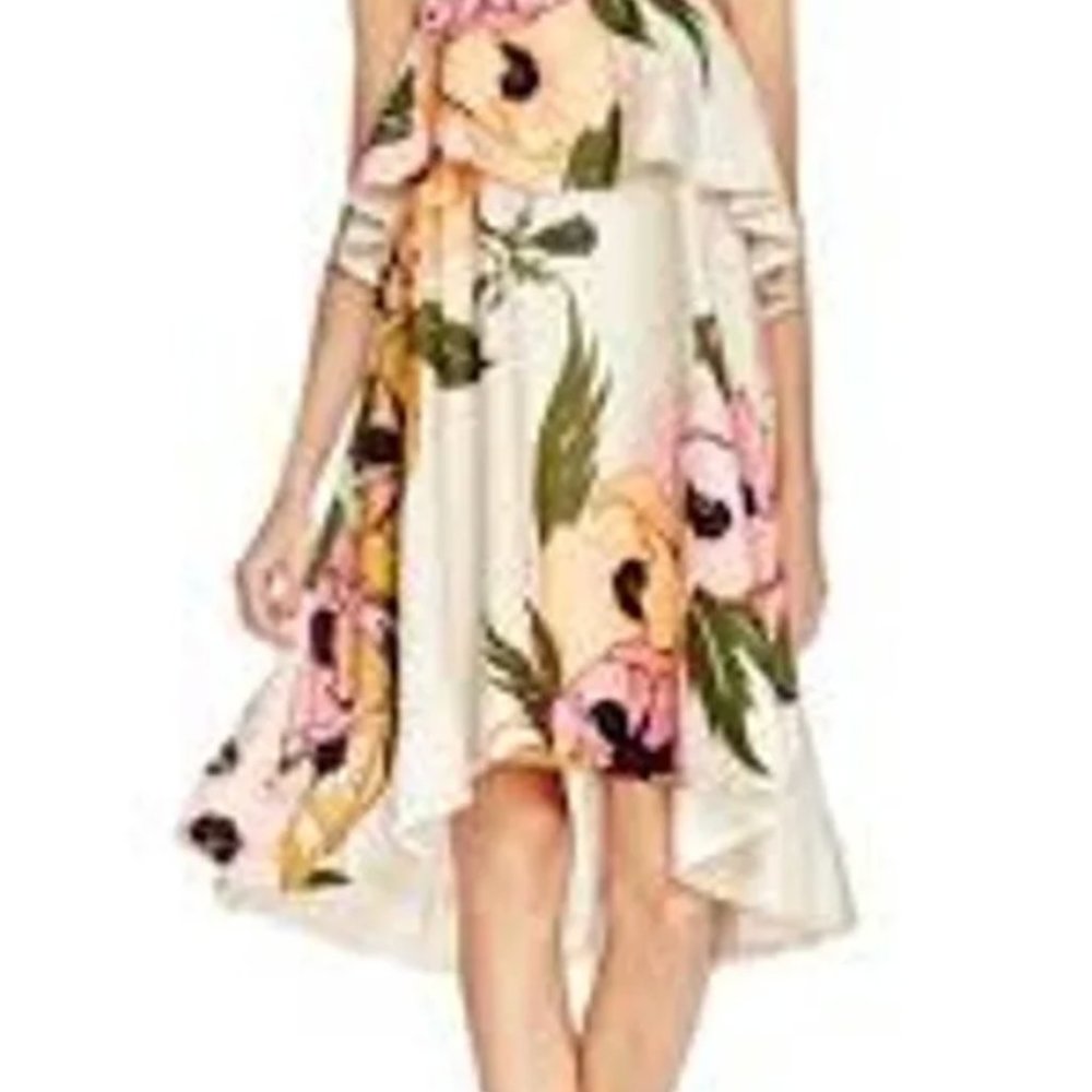 Tracy Reese Strapless Flounce Dress Hot Pink Poppy - Size S